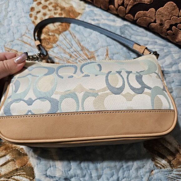 2004 Vintage y2k Coach Demi Shoulder Bag in Blue Optic Signature Monogram Purse - Picture 3 of 7